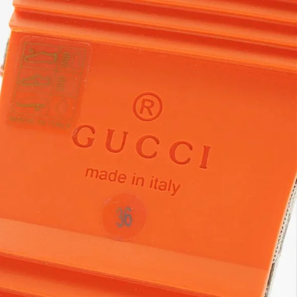 New in Blemished Box Women's The North Face x Gucci Beige & Orange Slides US 6 - Picture 14 of 16